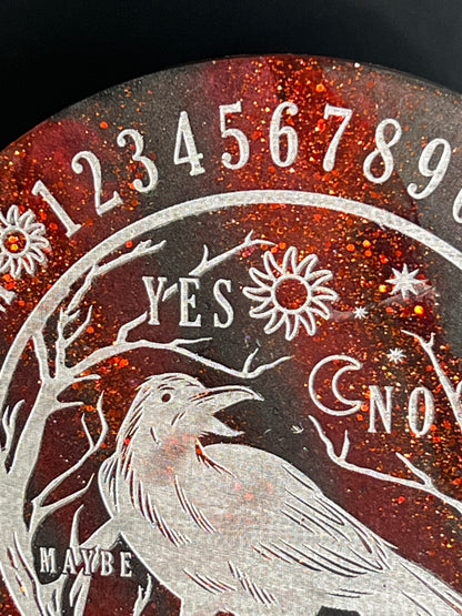 🩸 Crimson Omen Raven Talking Board | Shadow Flame Divination Disc (6”)