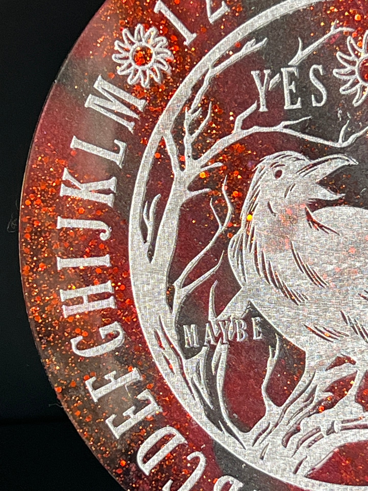 🩸 Crimson Omen Raven Talking Board | Shadow Flame Divination Disc (6”)