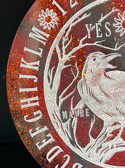 🩸 Crimson Omen Raven Talking Board | Shadow Flame Divination Disc (6”)