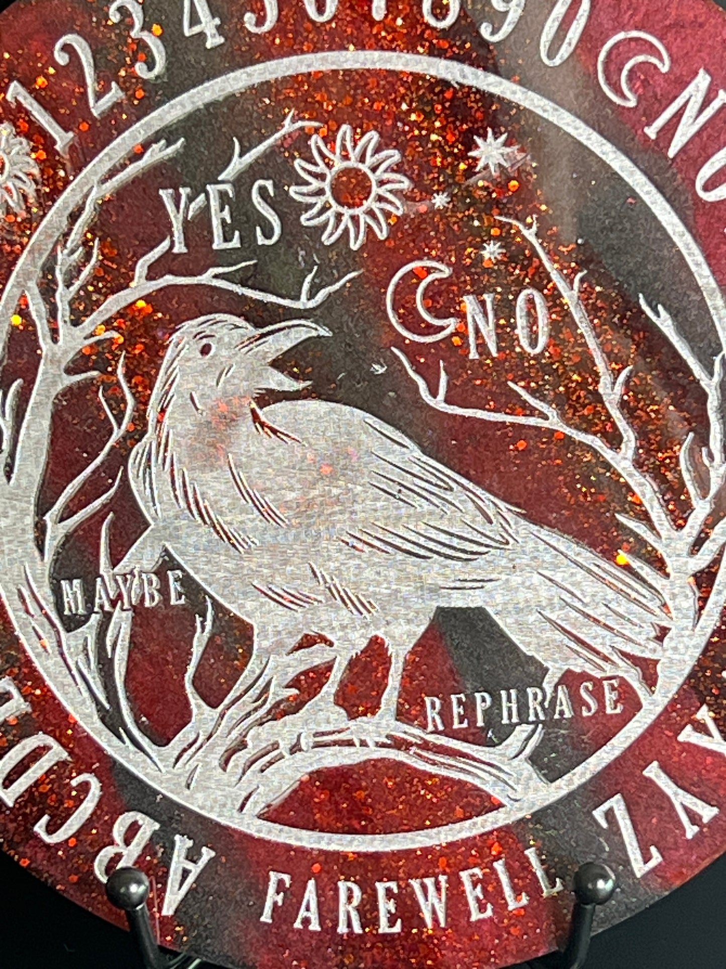 🩸 Crimson Omen Raven Talking Board | Shadow Flame Divination Disc (6”)