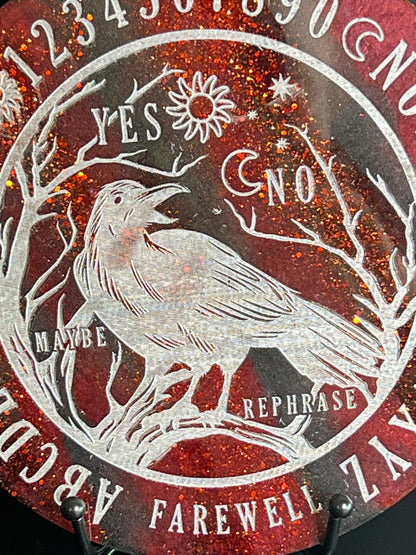 🩸 Crimson Omen Raven Talking Board | Shadow Flame Divination Disc (6”)