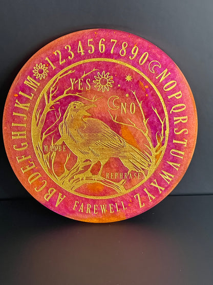 🔥 Gilded Omen Raven Talking Board | Solar Wisdom Divination Disc (6”)