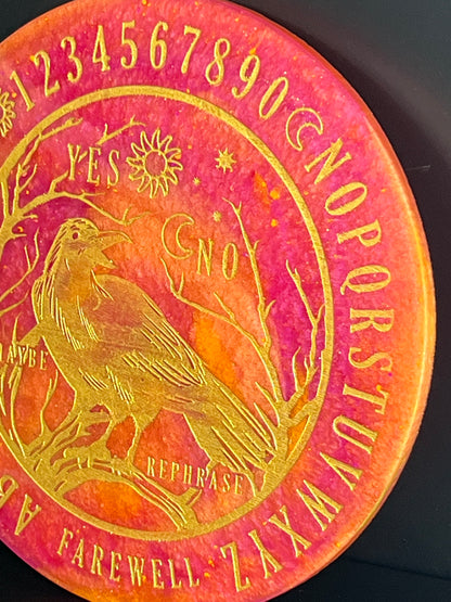 🔥 Gilded Omen Raven Talking Board | Solar Wisdom Divination Disc (6”)