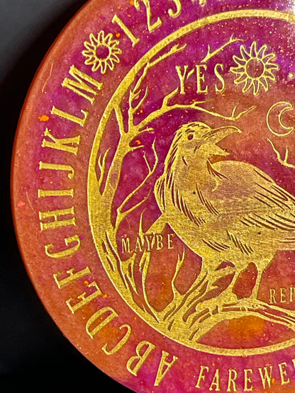 🔥 Gilded Omen Raven Talking Board | Solar Wisdom Divination Disc (6”)
