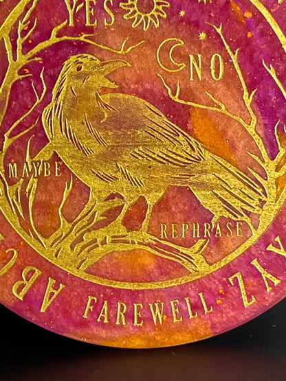 🔥 Gilded Omen Raven Talking Board | Solar Wisdom Divination Disc (6”)