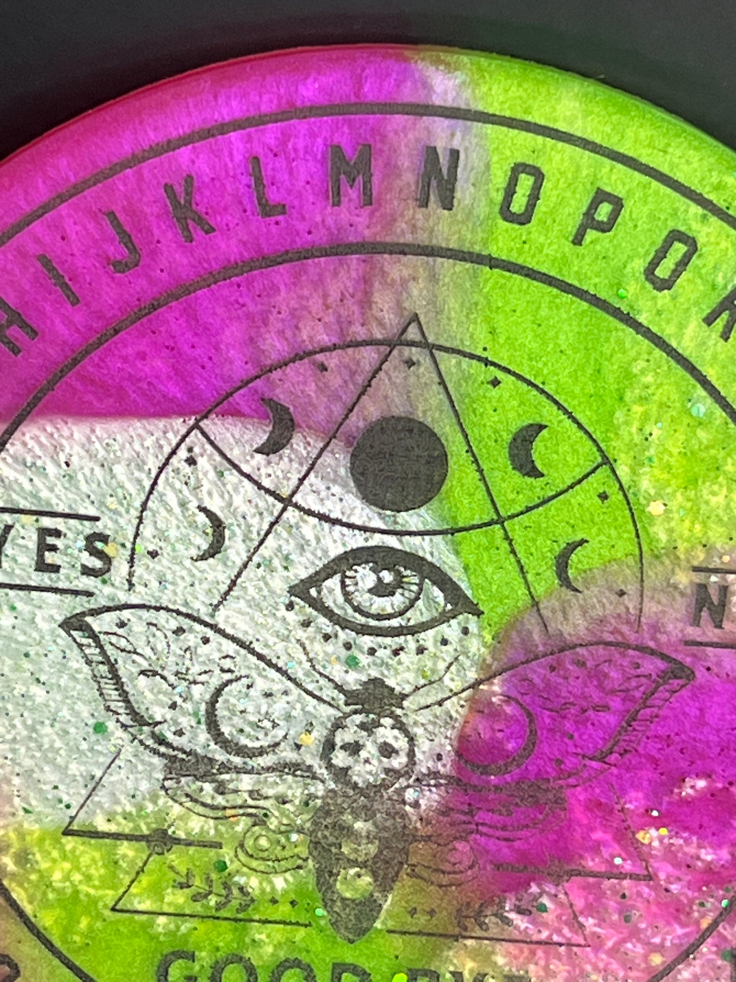 🌙 Prism Pulse Moth Talking Board | Liminal Energy Divination Disc (6”)