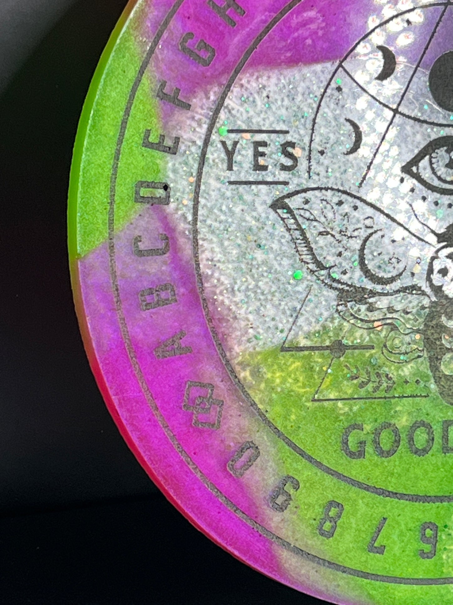 🌙 Prism Pulse Moth Talking Board | Liminal Energy Divination Disc (6”)