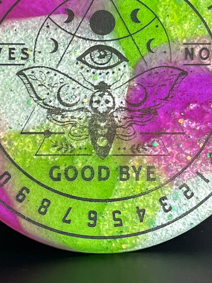 🌙 Prism Pulse Moth Talking Board | Liminal Energy Divination Disc (6”)