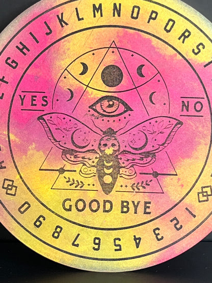 🌙 Aurora Drift Moth Talking Board | Sunset Intuition Divination Disc (6”)