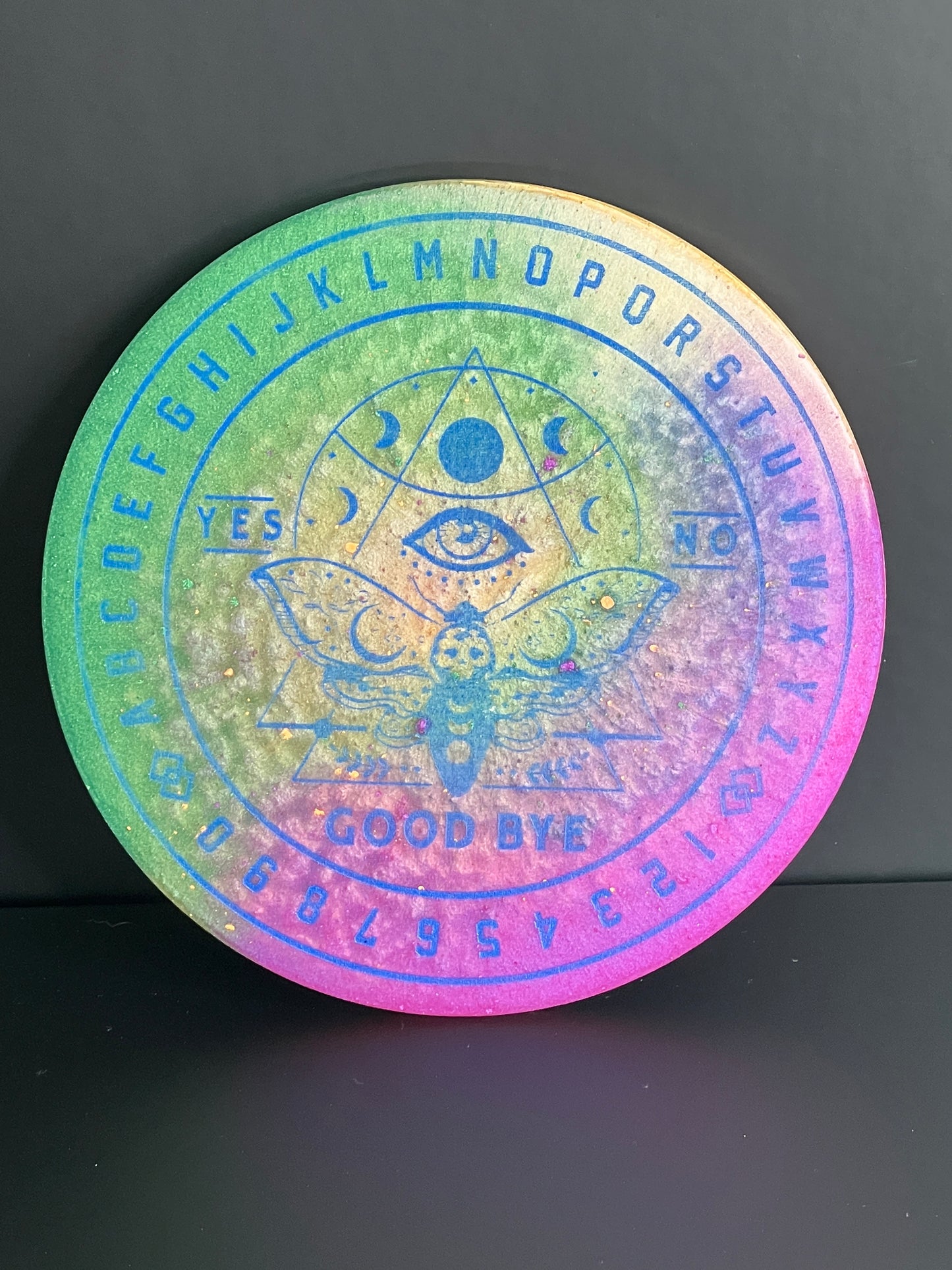🌙 Glowbound Moth Talking Board | Lunar Intuition Divination Disc (6”)