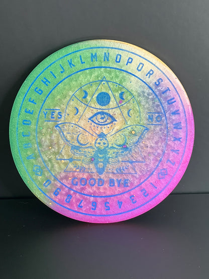 🌙 Glowbound Moth Talking Board | Lunar Intuition Divination Disc (6”)