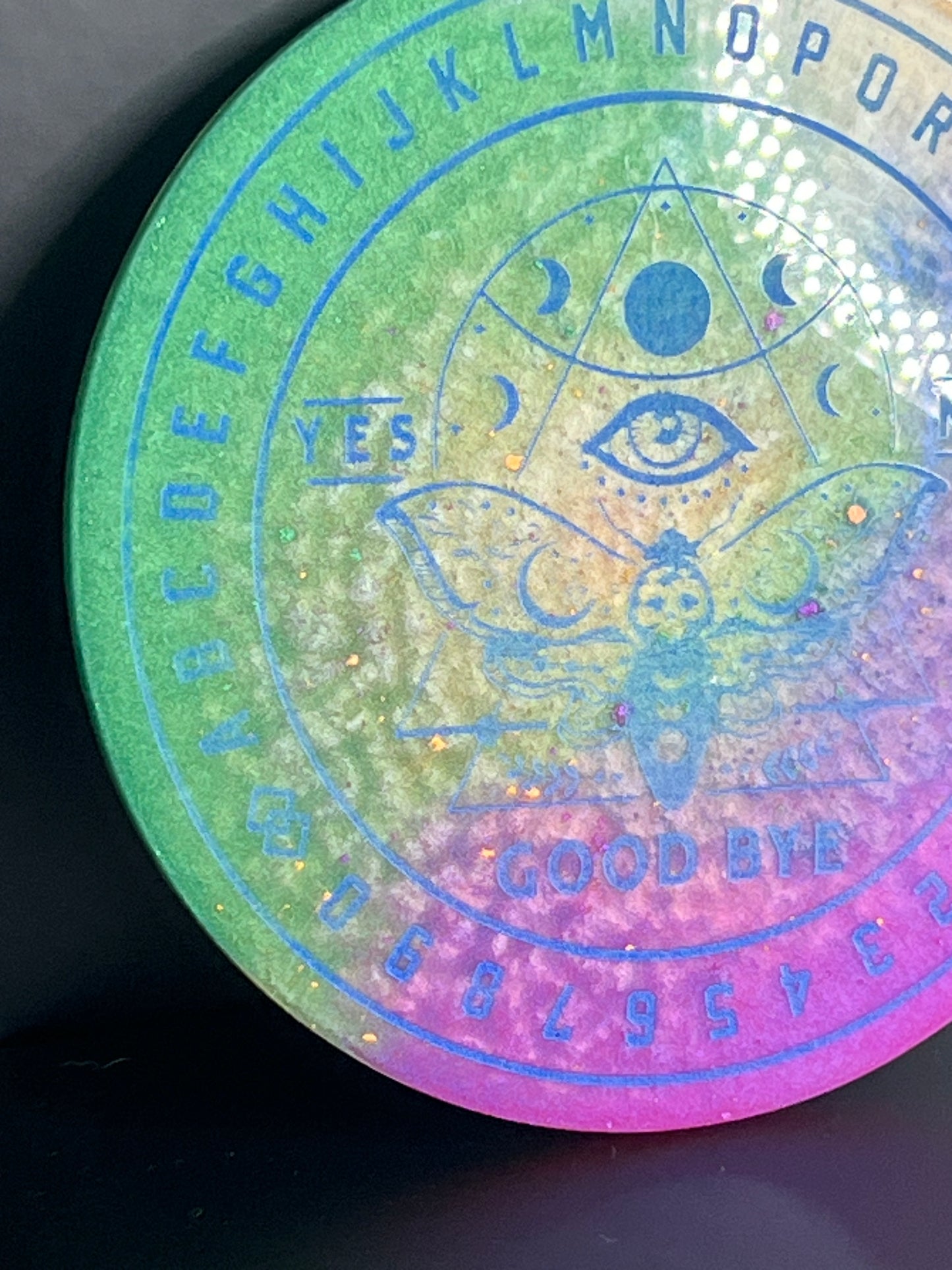 🌙 Glowbound Moth Talking Board | Lunar Intuition Divination Disc (6”)