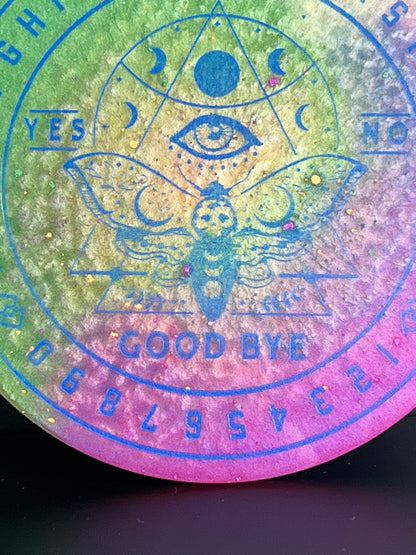 🌙 Glowbound Moth Talking Board | Lunar Intuition Divination Disc (6”)