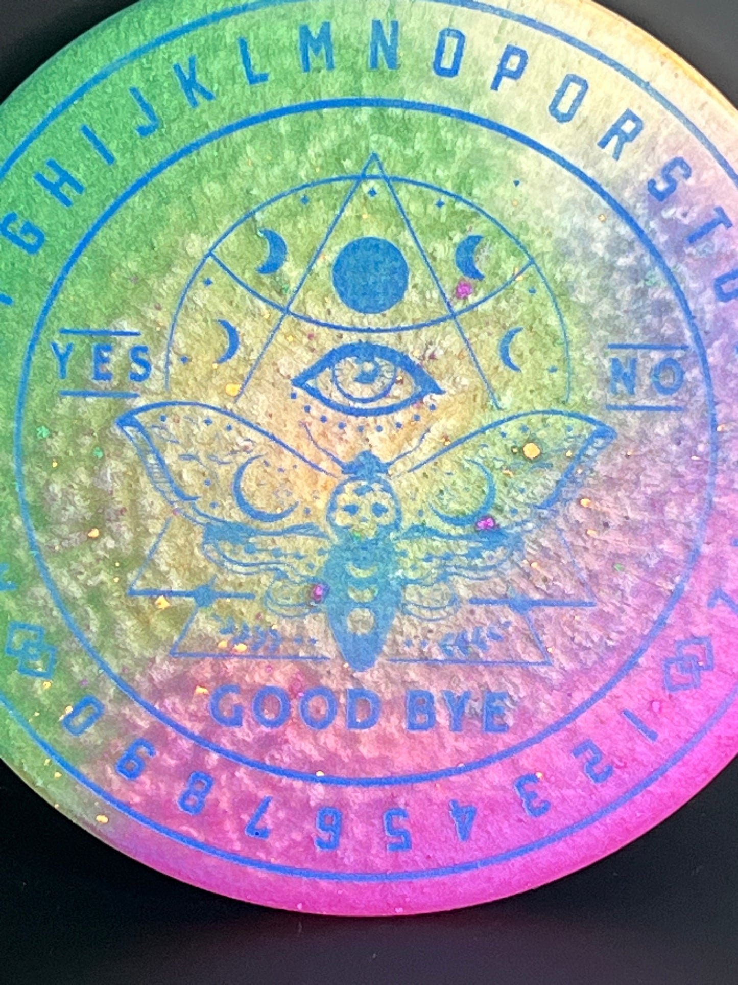 🌙 Glowbound Moth Talking Board | Lunar Intuition Divination Disc (6”)