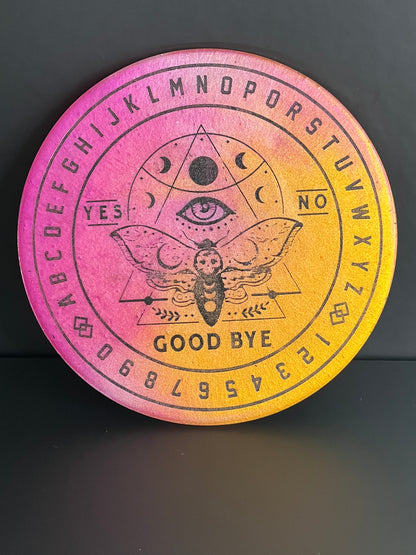 🌙 Sunblush Moth Talking Board | Liminal Light Divination Disc (6”)