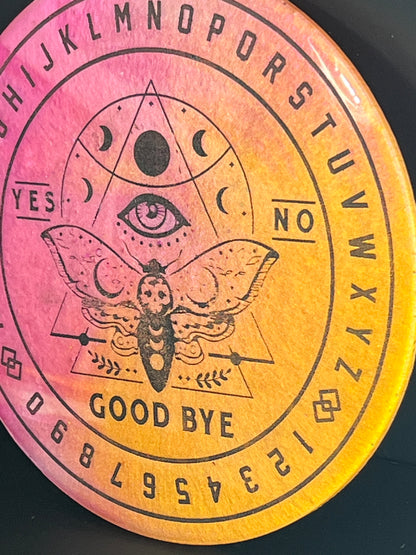 🌙 Sunblush Moth Talking Board | Liminal Light Divination Disc (6”)