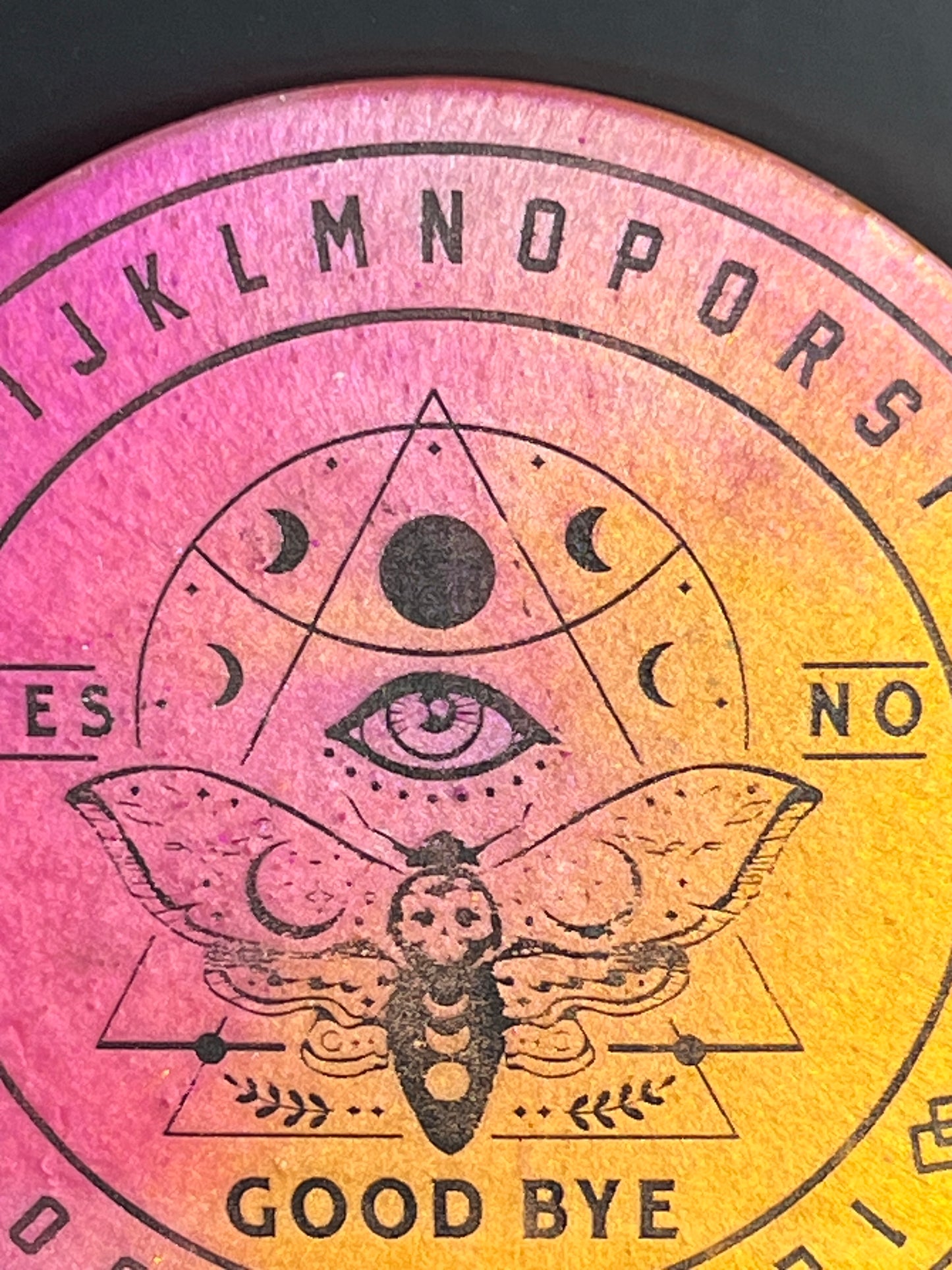 🌙 Sunblush Moth Talking Board | Liminal Light Divination Disc (6”)