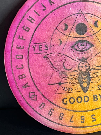 🌙 Sunblush Moth Talking Board | Liminal Light Divination Disc (6”)