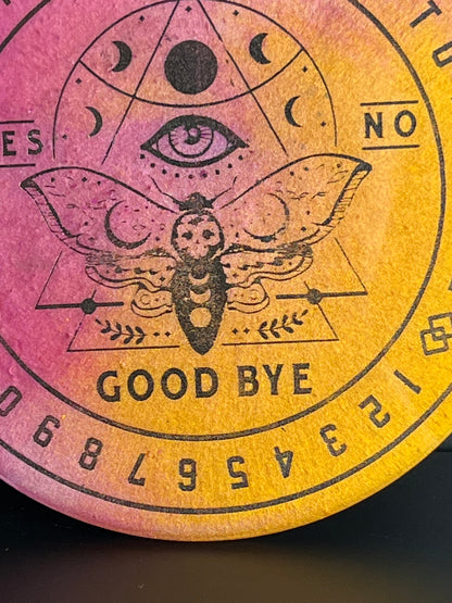 🌙 Sunblush Moth Talking Board | Liminal Light Divination Disc (6”)