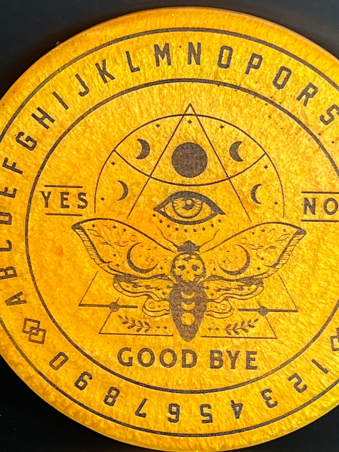 🌕 Gilded Signal Moth Talking Board | Solar Intuition Divination Disc (6”)