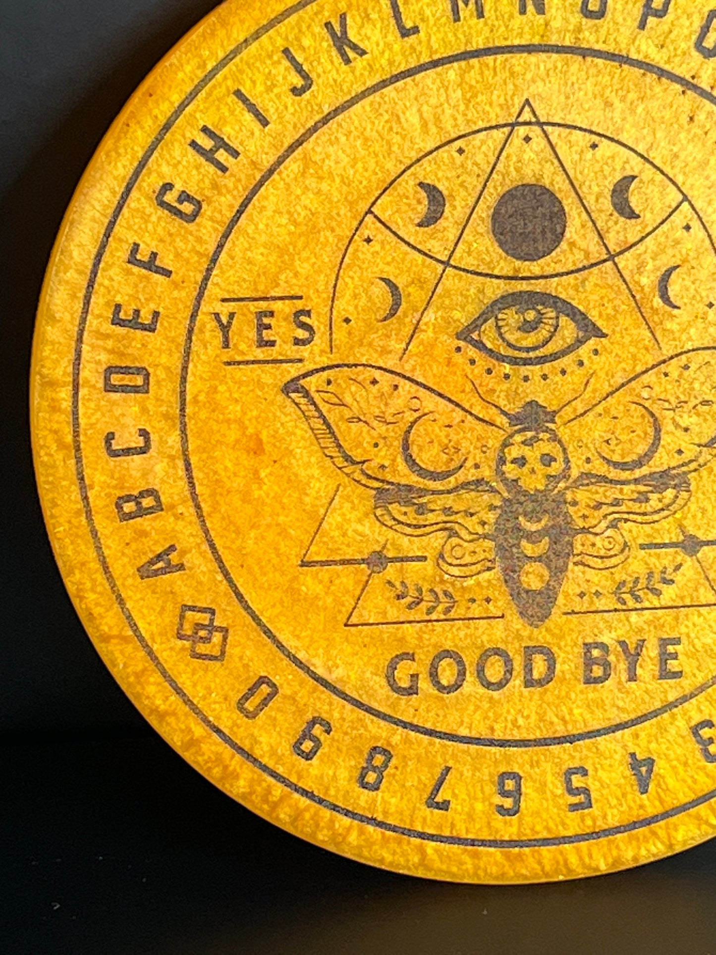 🌕 Gilded Signal Moth Talking Board | Solar Intuition Divination Disc (6”)