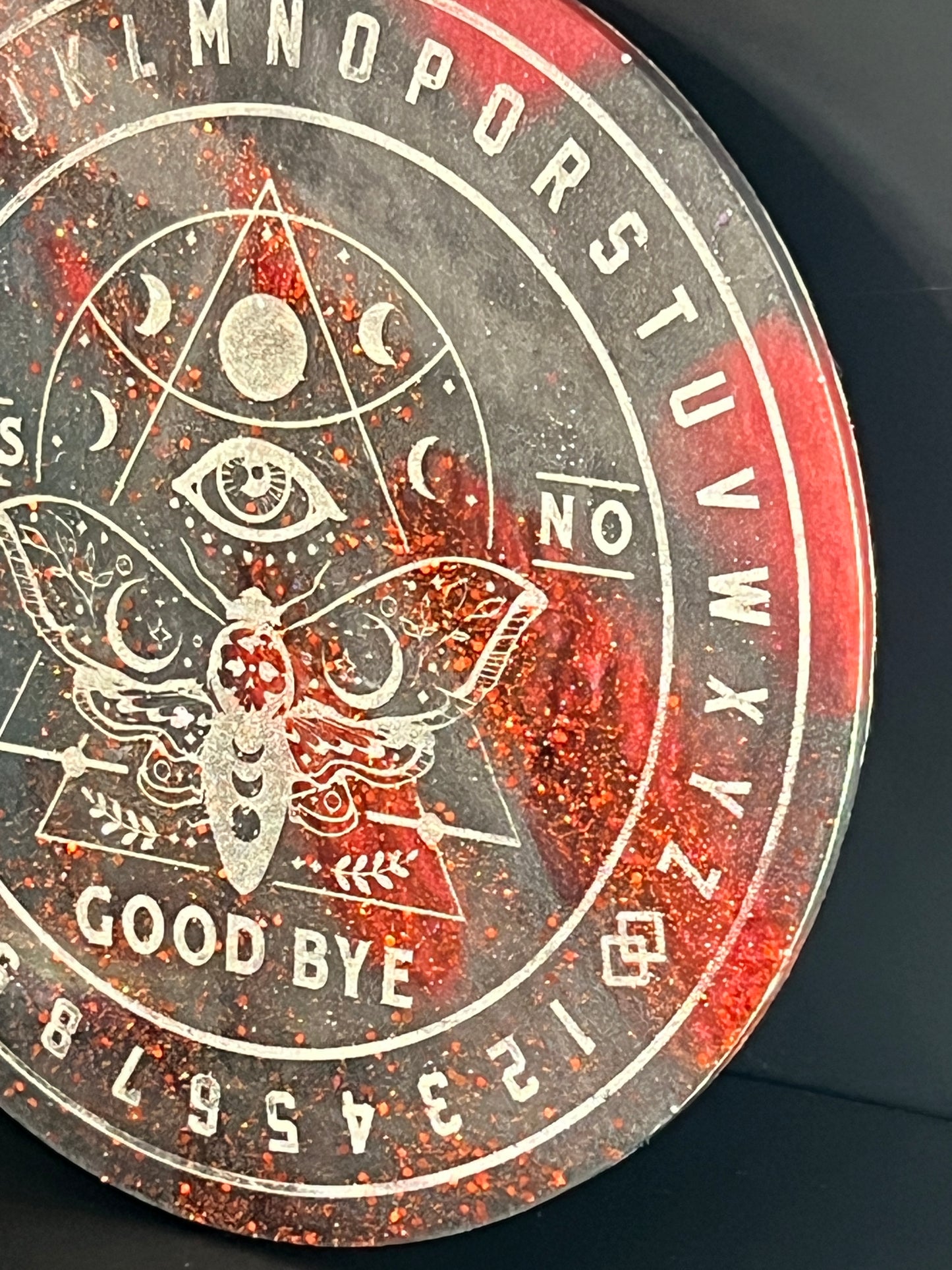 🌑 Cinder Veil Moth Talking Board | Shadow Intuition Divination Disc (6”)