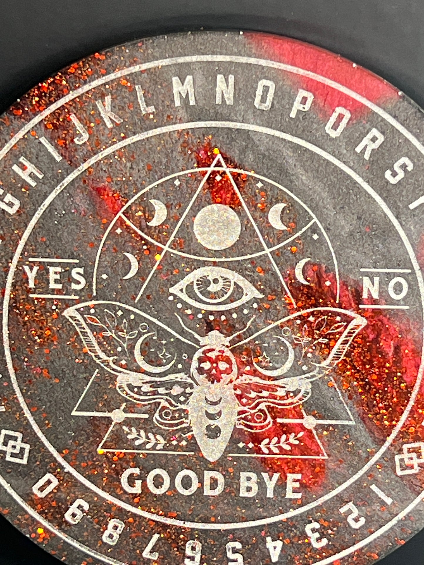 🌑 Cinder Veil Moth Talking Board | Shadow Intuition Divination Disc (6”)