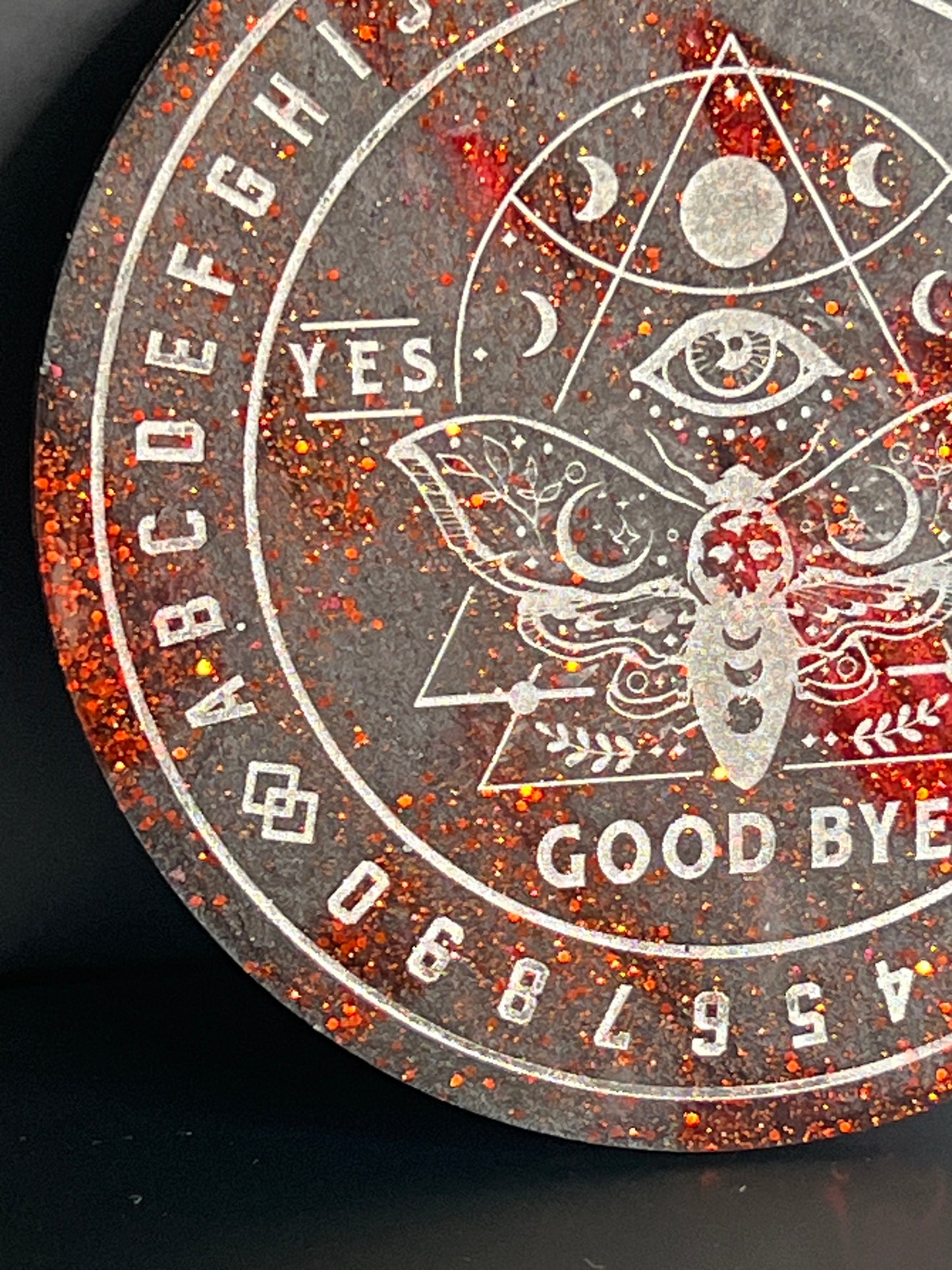 🌑 Cinder Veil Moth Talking Board | Shadow Intuition Divination Disc (6”)