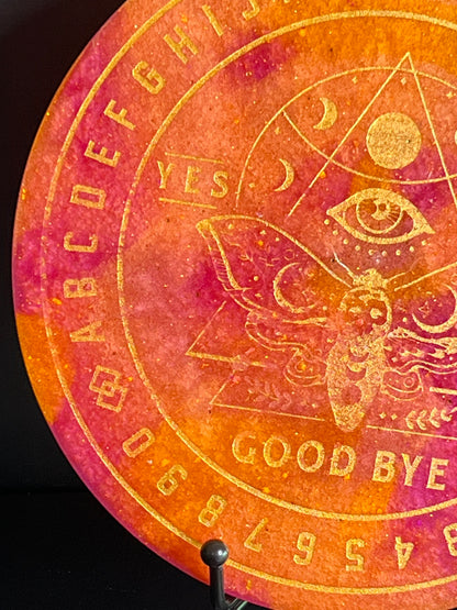 🌙 Emberlight Moth Talking Board | Lunar Fire Intuition Divination Disc (6”)