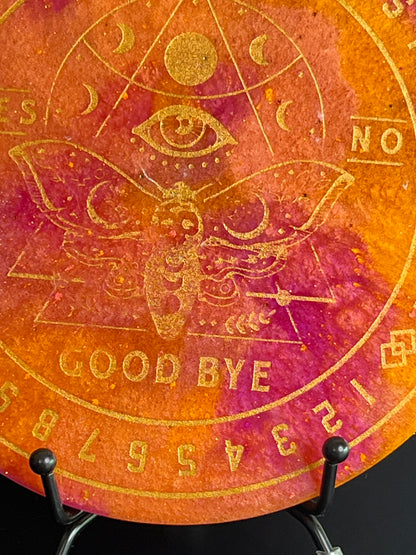🌙 Emberlight Moth Talking Board | Lunar Fire Intuition Divination Disc (6”)