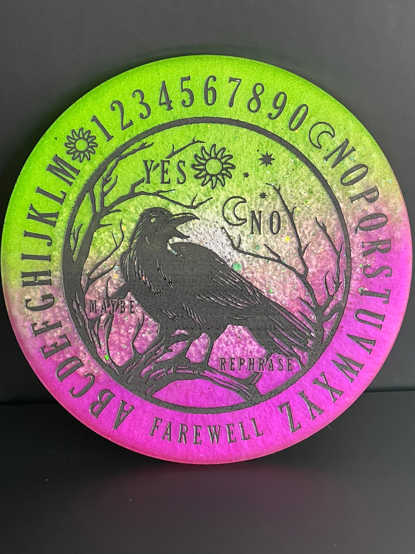 🌈 Prism Veil Raven Talking Board | Liminal Insight Divination Disc (6”)
