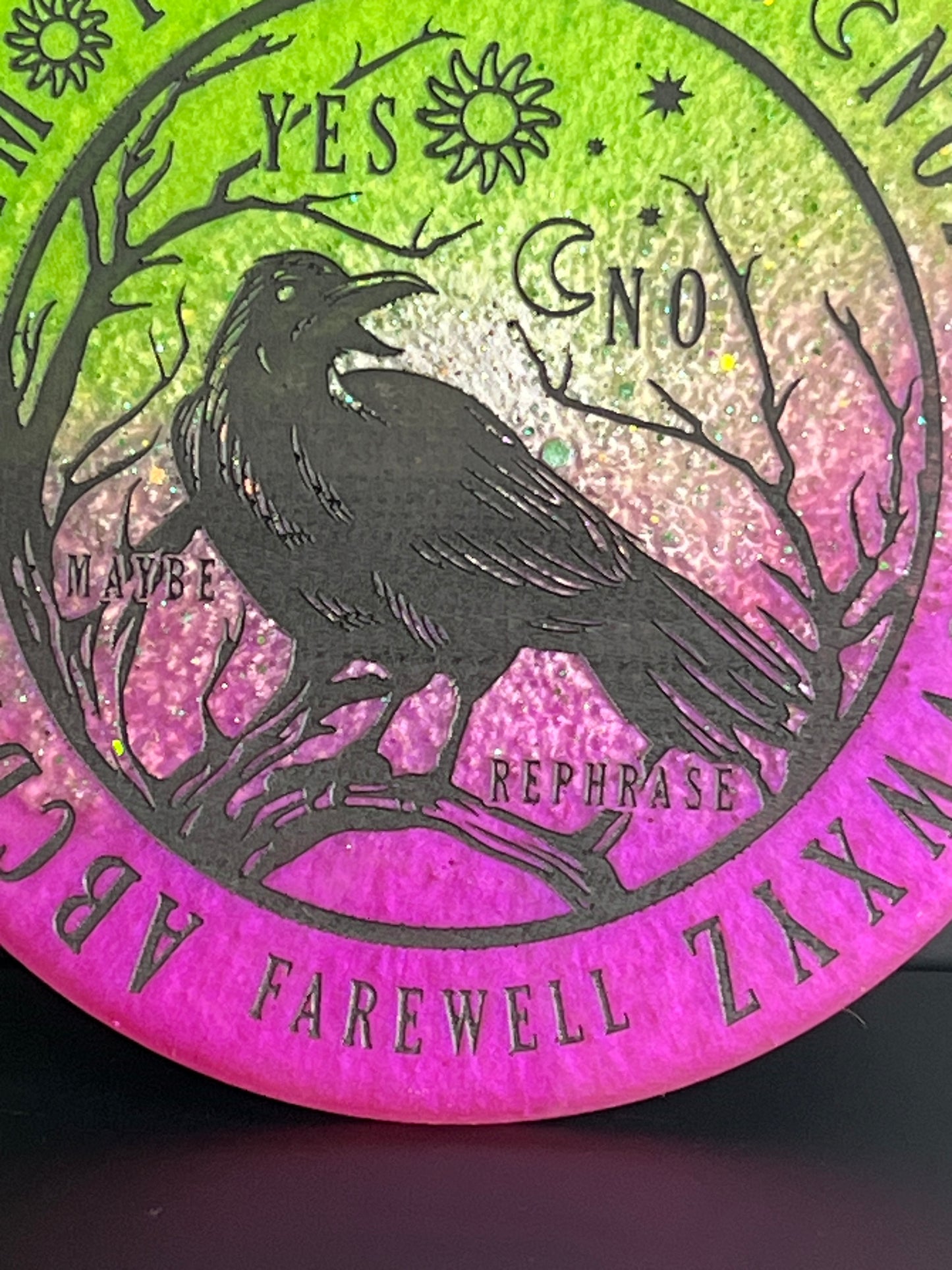 🌈 Prism Veil Raven Talking Board | Liminal Insight Divination Disc (6”)