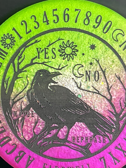 🌈 Prism Veil Raven Talking Board | Liminal Insight Divination Disc (6”)