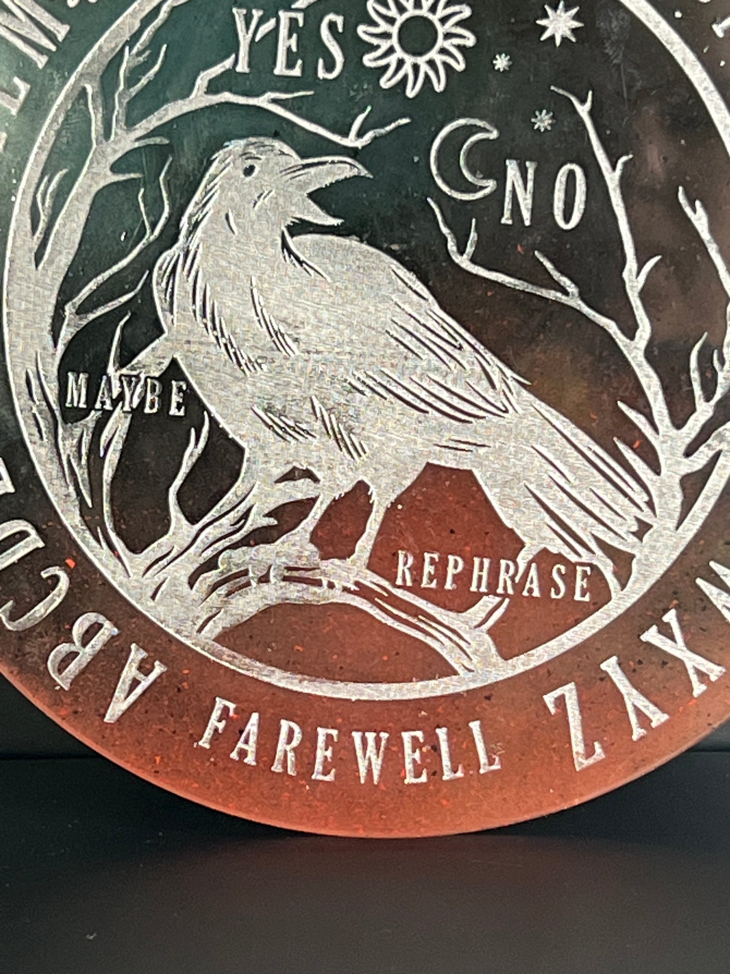 🌲 Forest Ember Raven Talking Board | Earthbound Insight Divination Disc (6”)