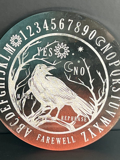 🌲 Forest Ember Raven Talking Board | Earthbound Insight Divination Disc (6”)