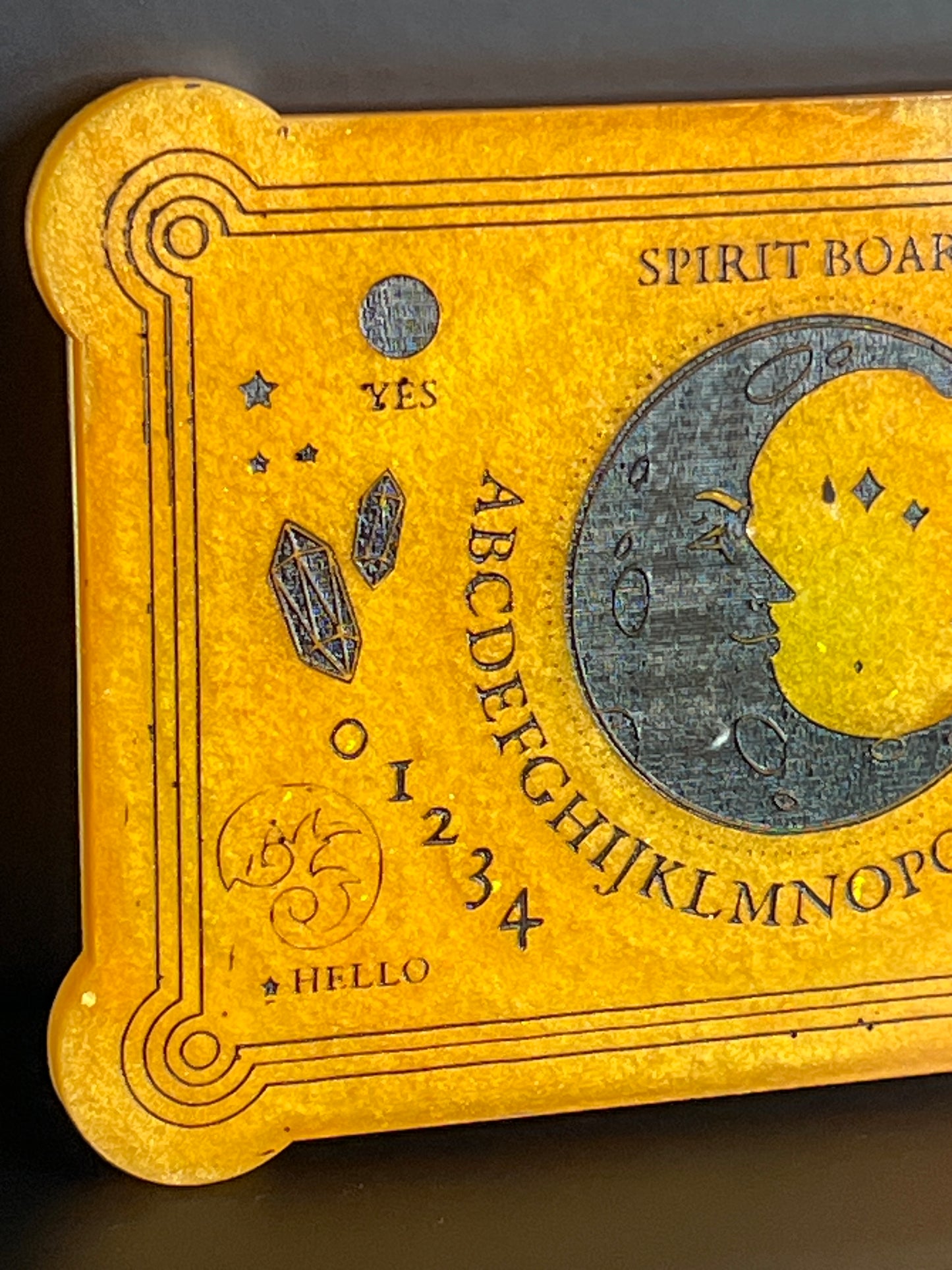 🌞 Golden Crescent Classic Talking Board | Solar Clarity & Grounded Insight (6” x 4”)