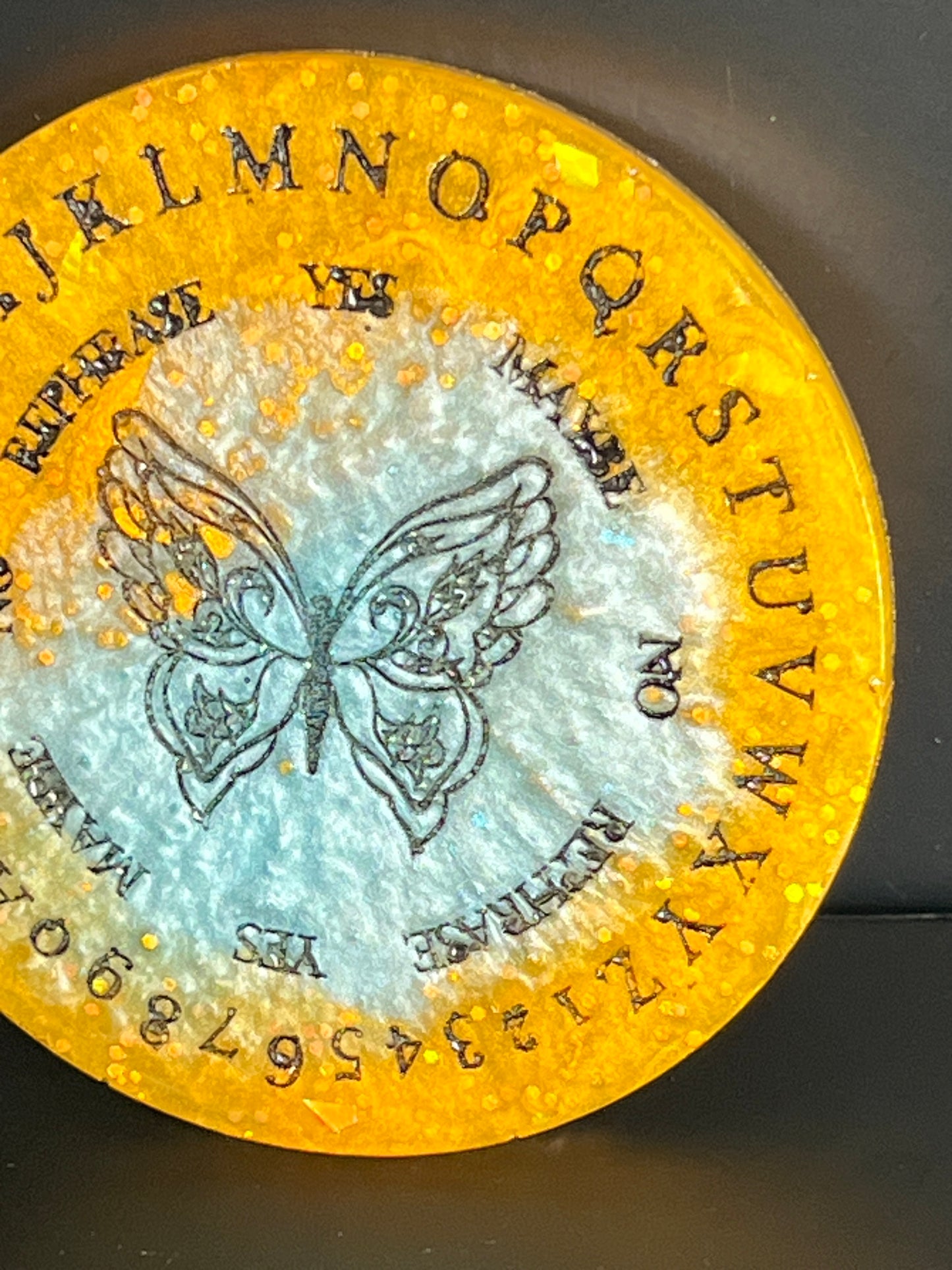 🦋 Golden Chrysalis Butterfly Talking Board | Mini Transformation Divination Disc (3”)