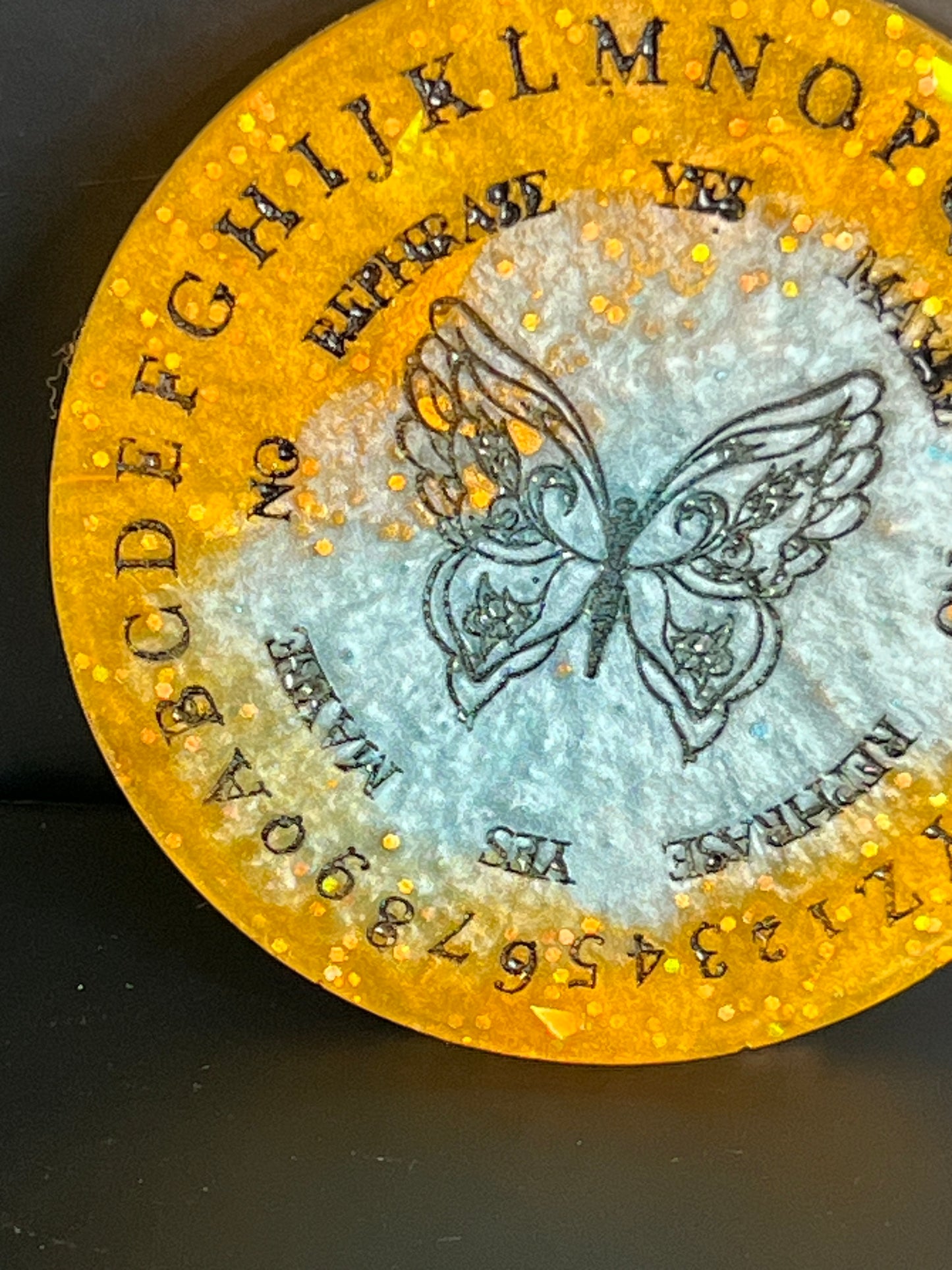 🦋 Golden Chrysalis Butterfly Talking Board | Mini Transformation Divination Disc (3”)