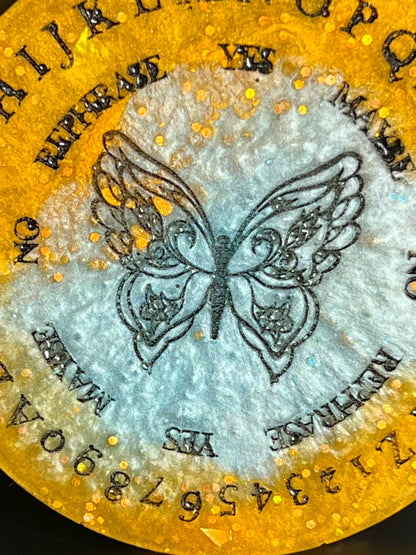 🦋 Golden Chrysalis Butterfly Talking Board | Mini Transformation Divination Disc (3”)