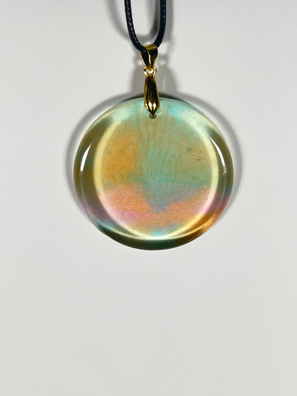 Celestial Veil Pendant | Soft Gold & Ocean Tones