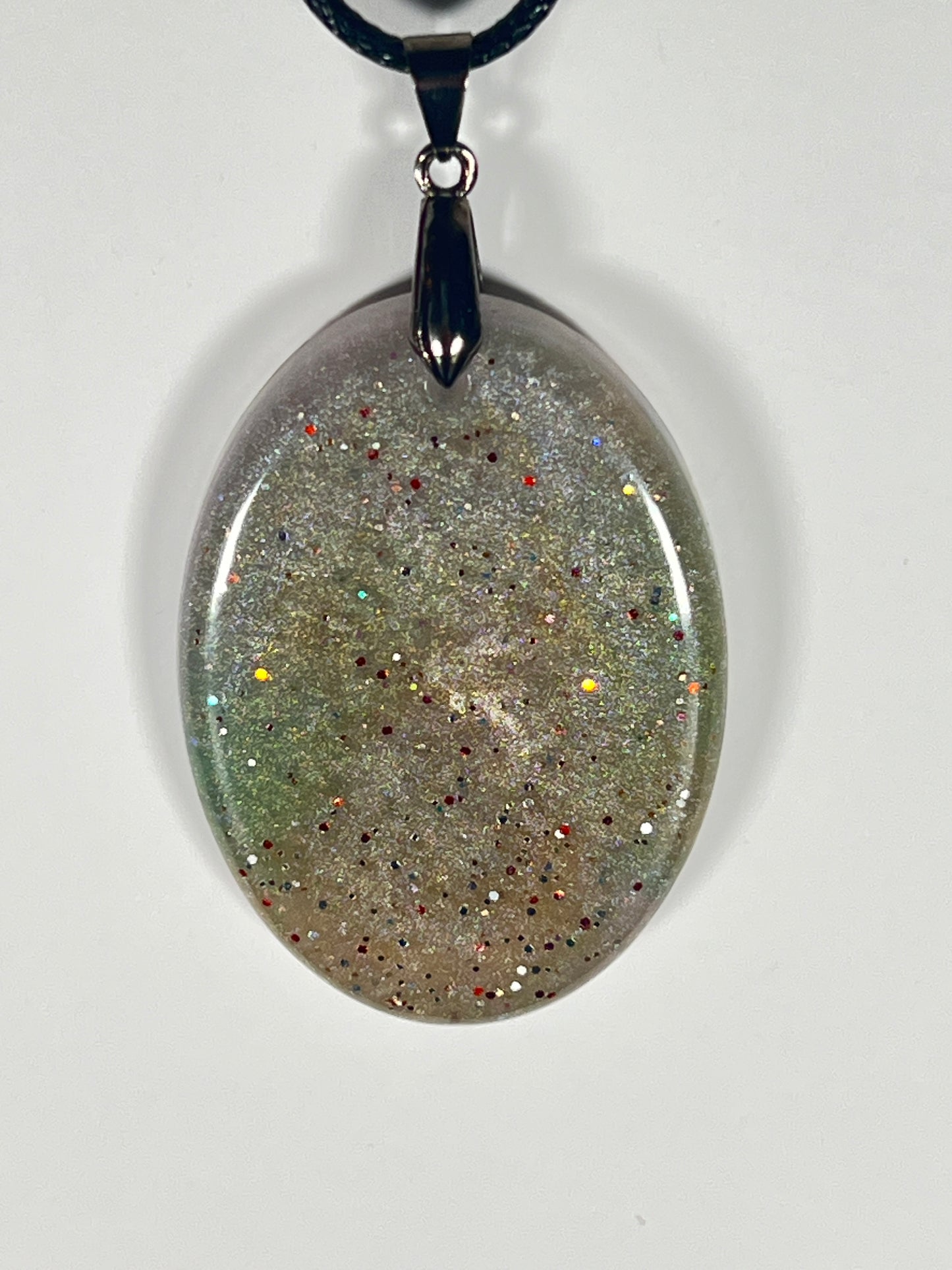 Earthlight Halo Pendant | Soft Greens & Subtle Stardust