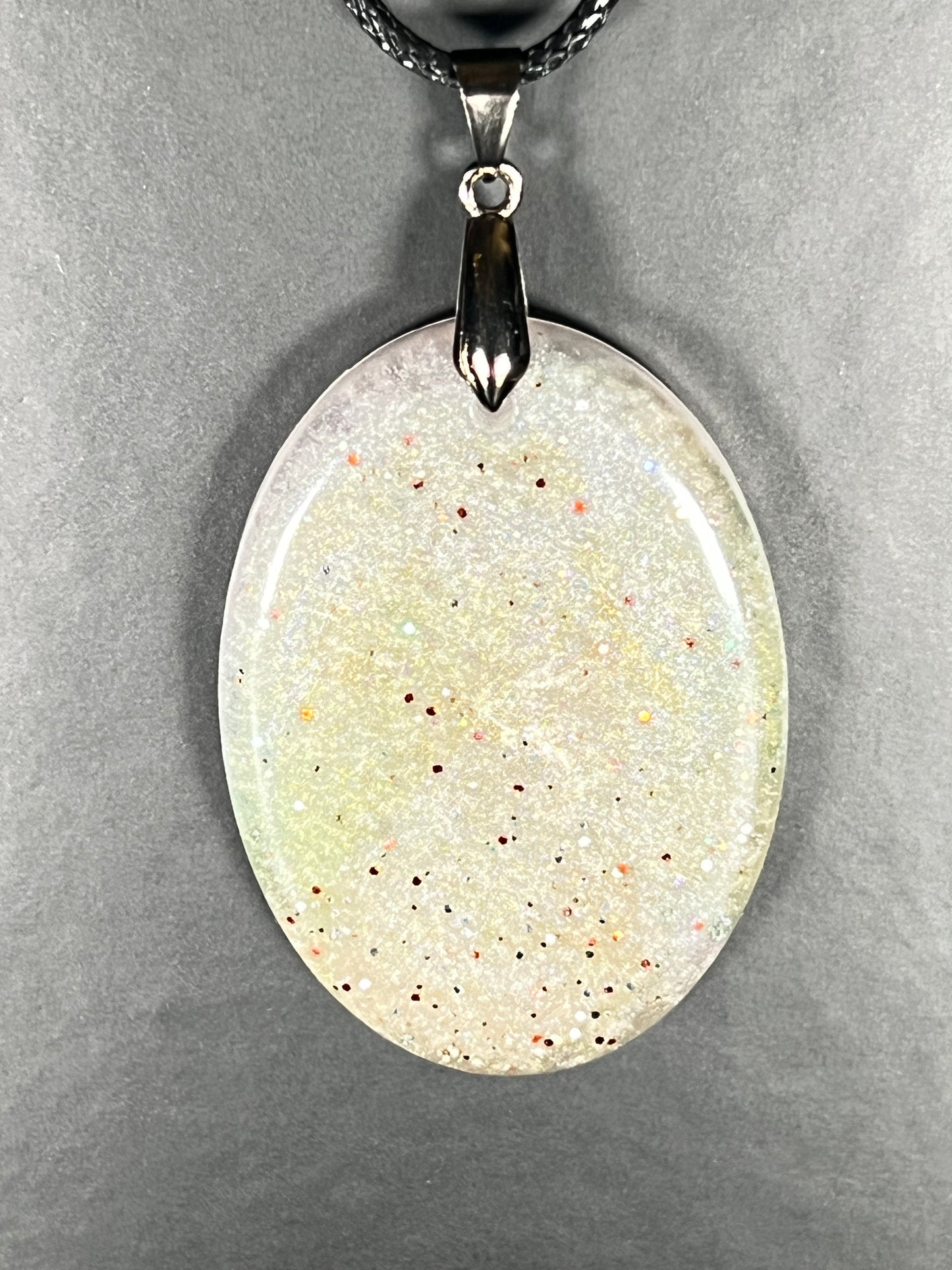 Earthlight Halo Pendant | Soft Greens & Subtle Stardust
