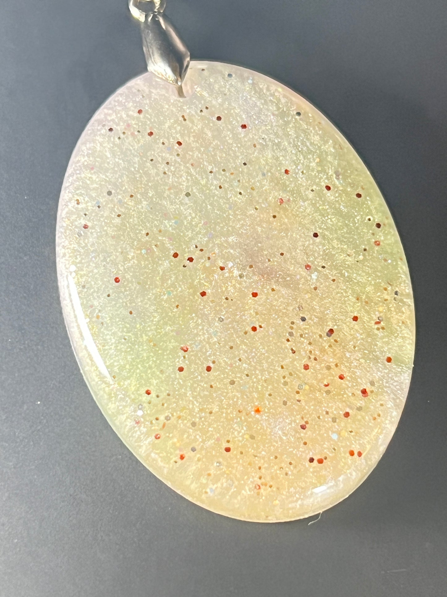 Earthlight Halo Pendant | Soft Greens & Subtle Stardust