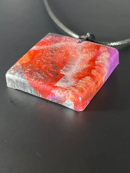 Crimson Aura Pendant | Radiant Reds & Violet Light
