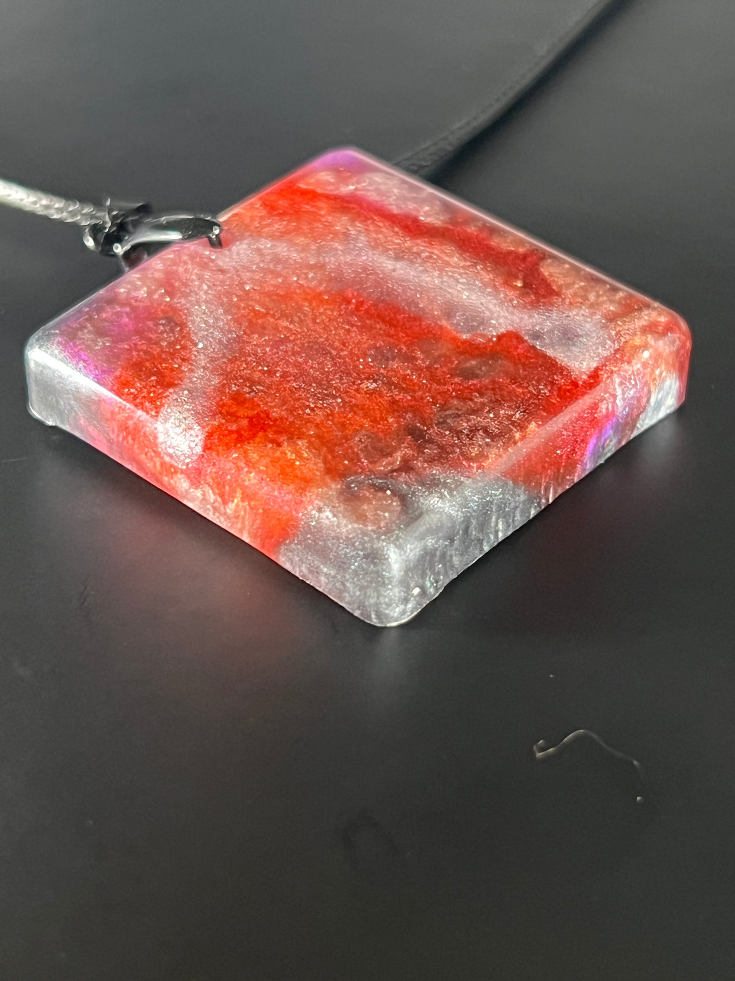 Crimson Aura Pendant | Radiant Reds & Violet Light