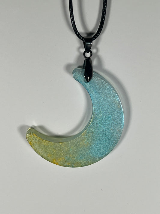 Moonlit Tide Pendant | Soft Aqua & Golden Glow