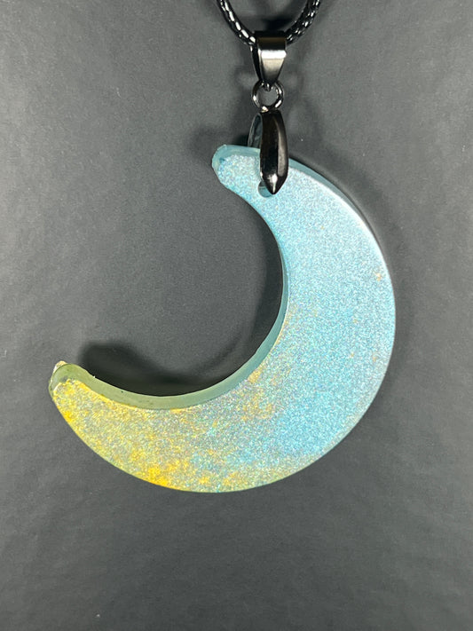 Moonlit Tide Pendant | Soft Aqua & Golden Glow