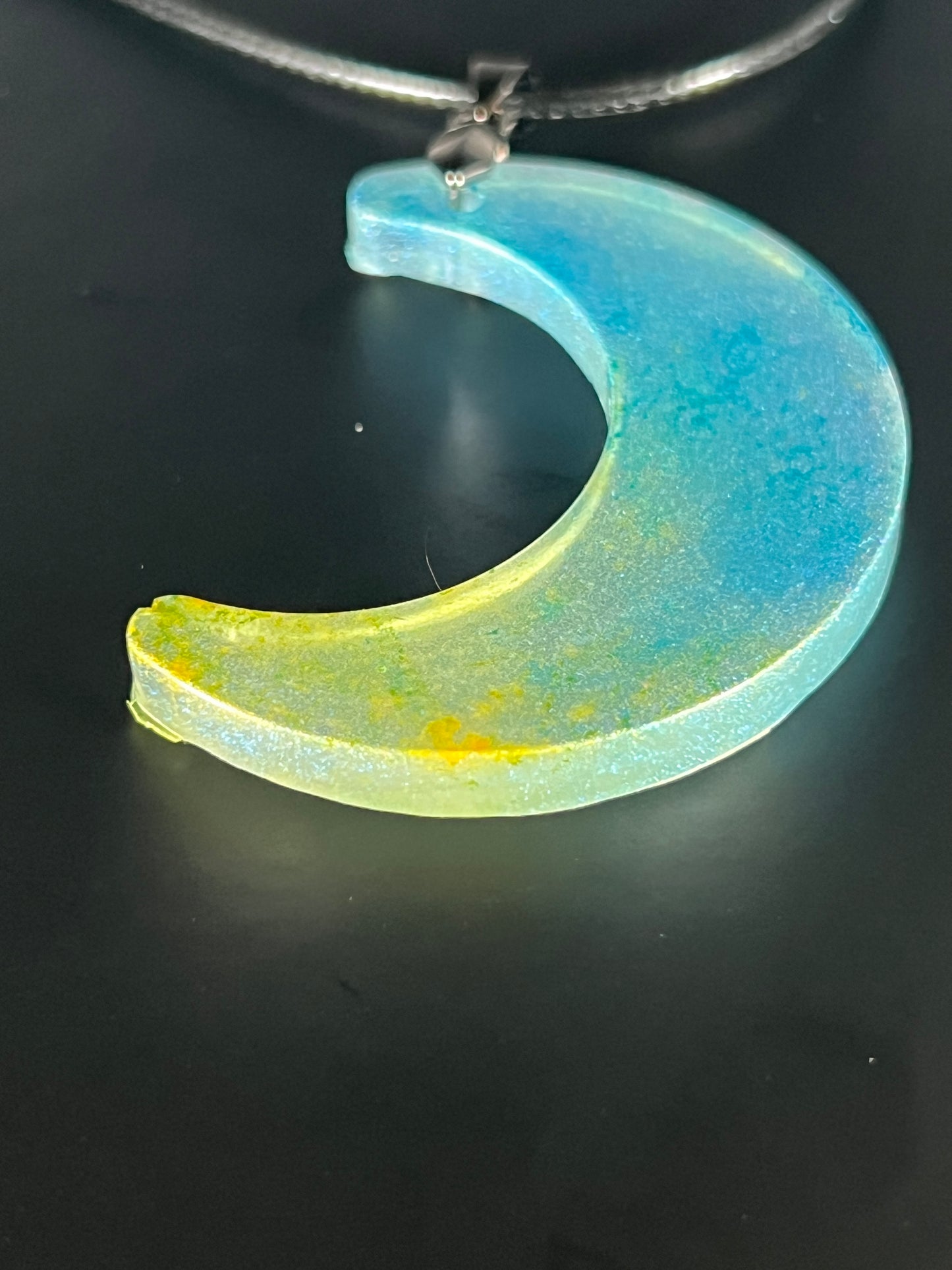 Moonlit Tide Pendant | Soft Aqua & Golden Glow