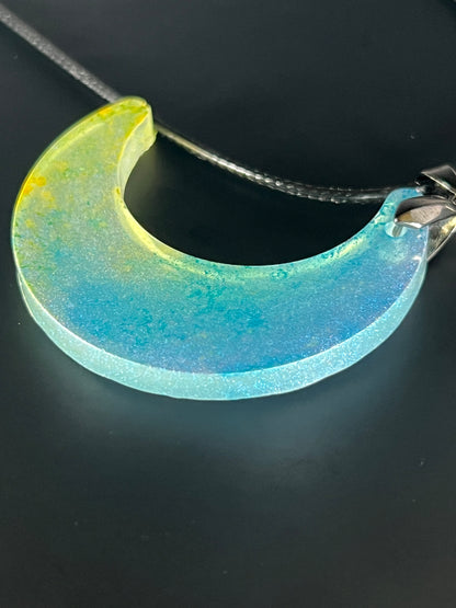 Moonlit Tide Pendant | Soft Aqua & Golden Glow
