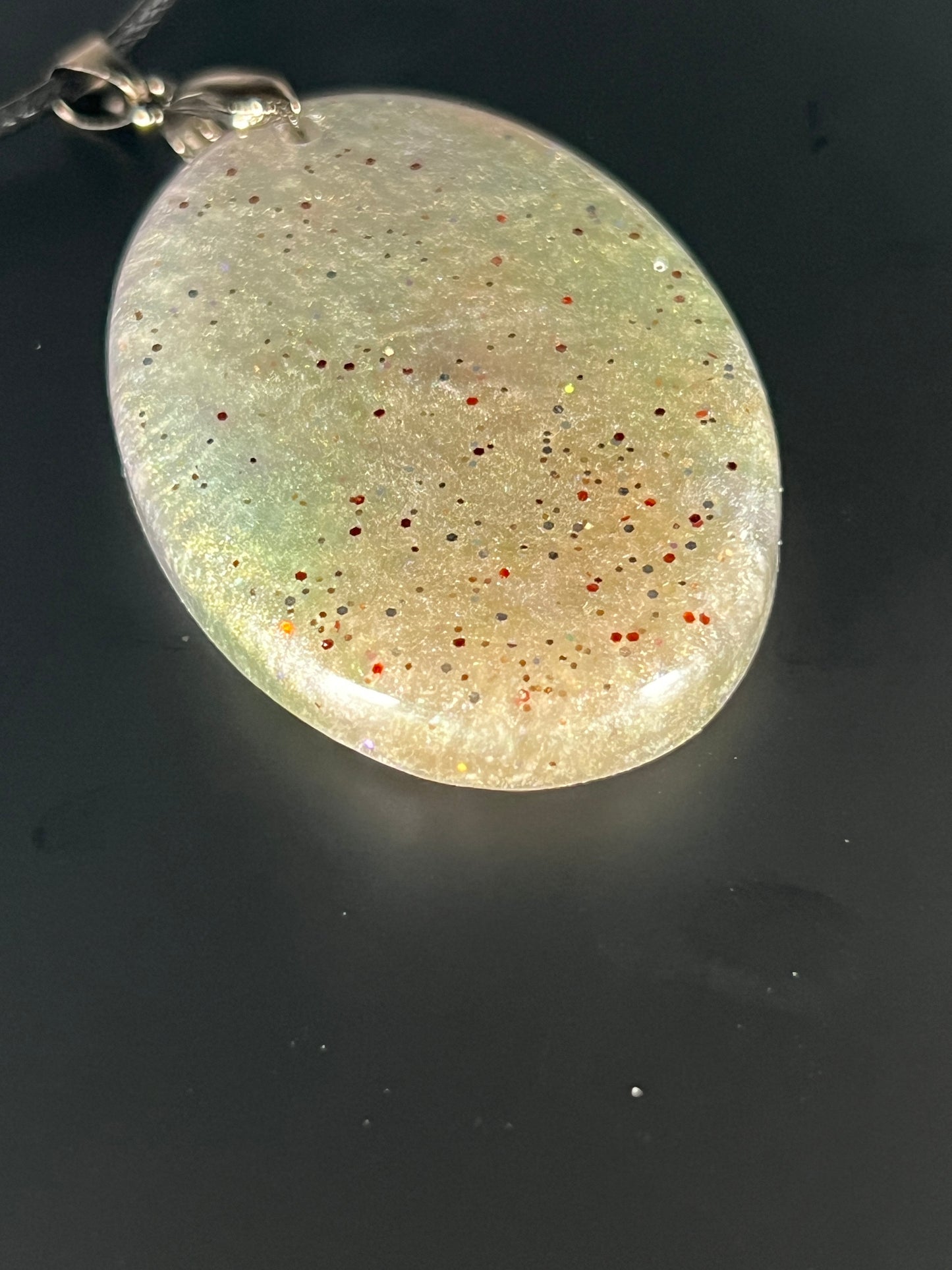 Earthlight Halo Pendant | Soft Greens & Subtle Stardust
